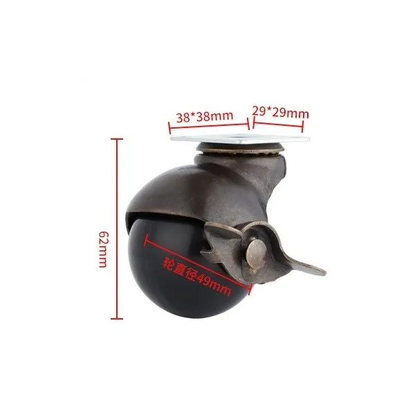 Латунный ролик под старину, 2 дюйма, 49 мм, черный ролик из полипропилена для мебели