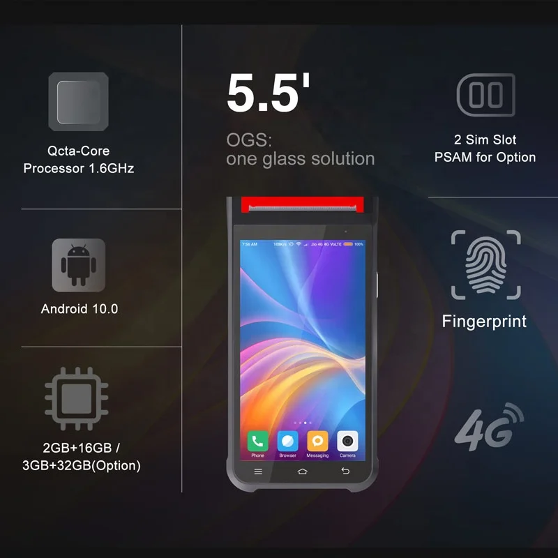 Android 12 0 ZCS Z92 мобильный портативный все в одном Pos-терминал с принтером сенсорный экран точка продажи Pos-системы