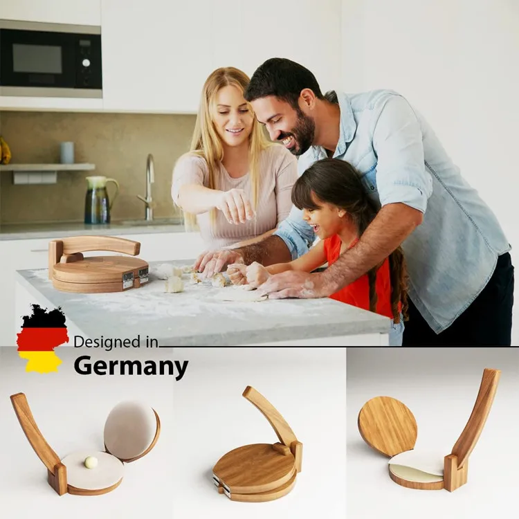 Homemade Mexican Tortillera Dumpling Wrapper Presser Food Grade Dough Cutter Large Round Acacia Wooden Tortilla Press
