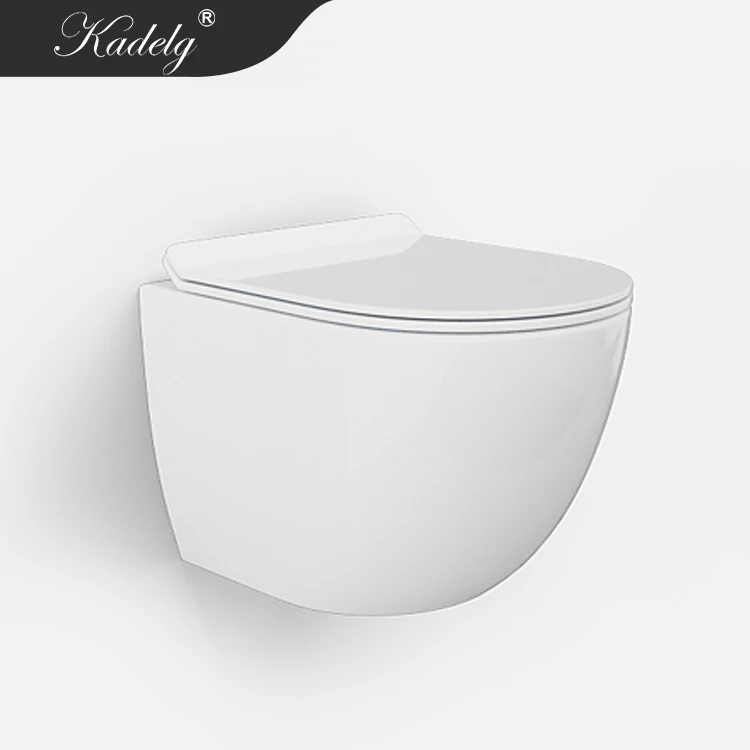 Bathroom White Color Rimless Ceramic Wall Hung Toilet