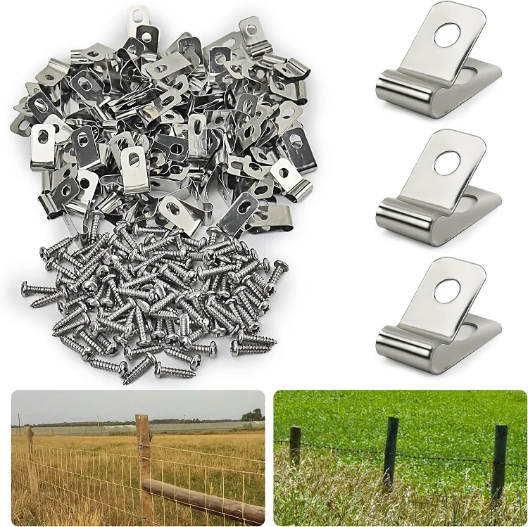 Factory Custom Made Sheet Metal Stamping Fence Wire Clamps Stainless Steel Agricultural Fencing Mounting Clips