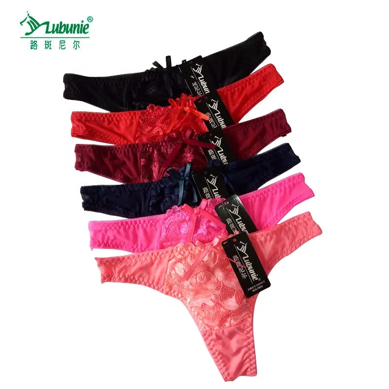 LUBUNIE Cheap good quality women sexy lace g-string transparent panties