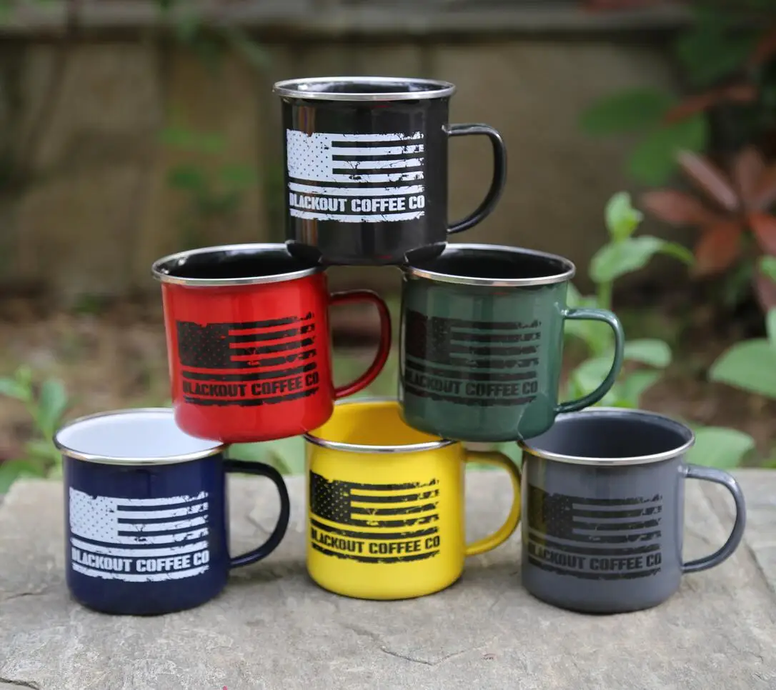4 color enamel camping mug