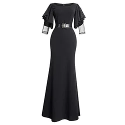 NEW 2022 Beading puffer sleeve bodycon slim fit hip fat size women party dress