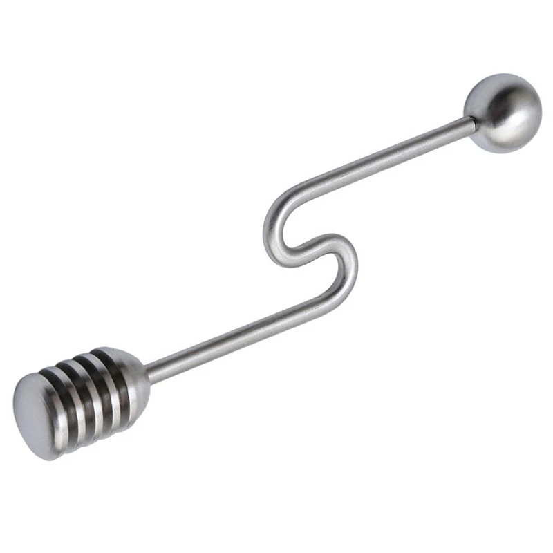 6.3' Curved Handle 304 Stainless Steel Honey Dipper Sticks With Round Bead