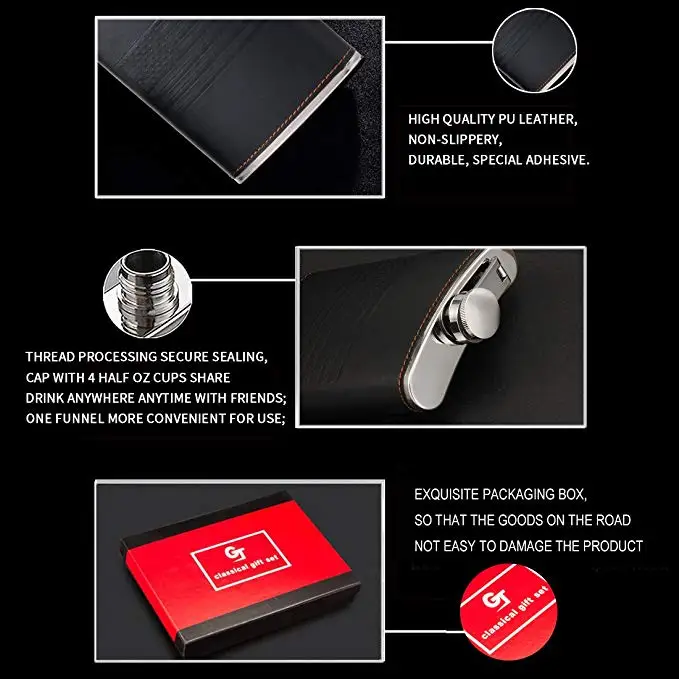 American Flag Flask Black 9 oz for Men-Food Grade Stainless Steel Liquor Set Gift Anti Rust With Box