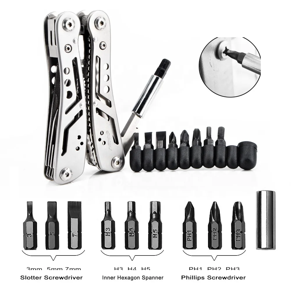 
Heavy Duty Multitool with Premium Replaceable Wire Cutters and Spring-Action Scissors 