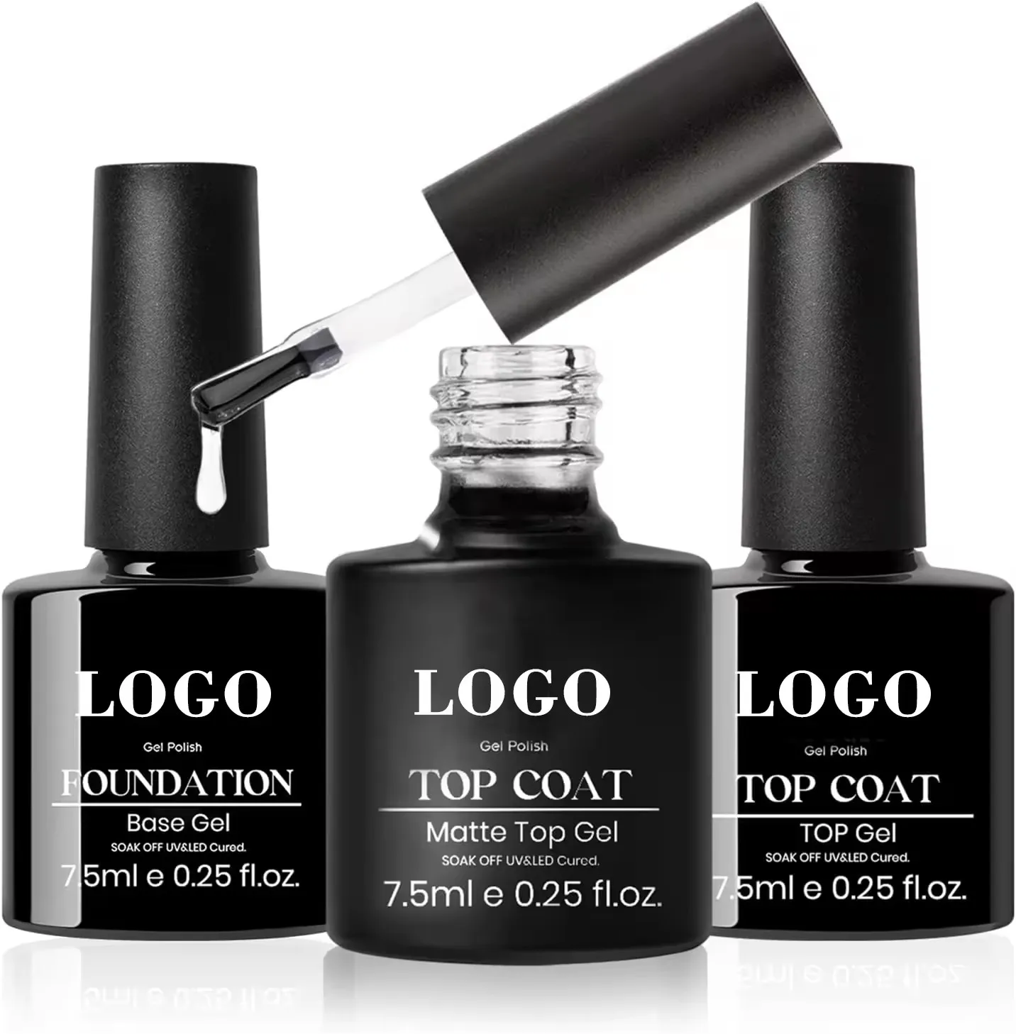 Factory Direct Sales OEM Custom 15ml High Shine Diamond Top Coat Base Coat Gel Nail Polish No Wipe Top Coat