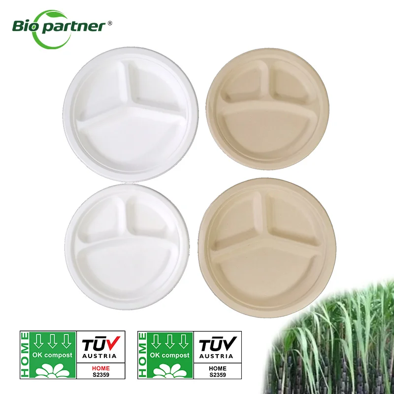 Wholesale 100% Compostable Dessert Pulp Paper Plates Party Dinner Birthday Round Paper Tray Disposable