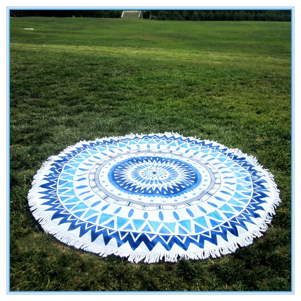 Wholesale Custom Beach Towel Microfiber Sand-Free Round Beach Towel Circle Tassel Towel