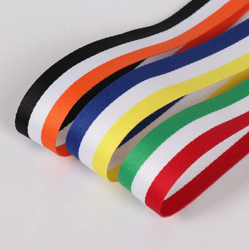 Hot Sale Polyester Nylon Jacquard Flat Stripe Webbing   polyester ribbon striped Webbing colorful for keychain Garment Bag strap