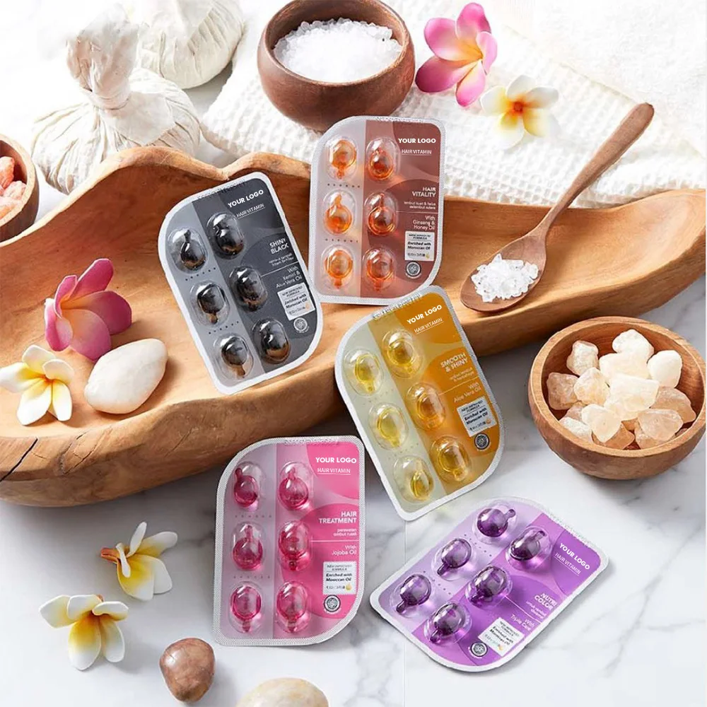 Customized OEM/ODM Capsule Vitamin C Jojoba Oil Rapid Repair Dry Damaged Hair essence Oil Softening Brightening Hair Capsule