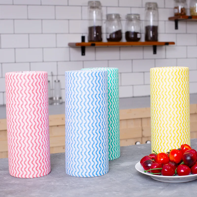 MRTONG Non-Woven Fabric Washing Cleaning Cloth Towels Kitchen Towel Disposable Striped Practical Rags Wiping Scouring Pad
