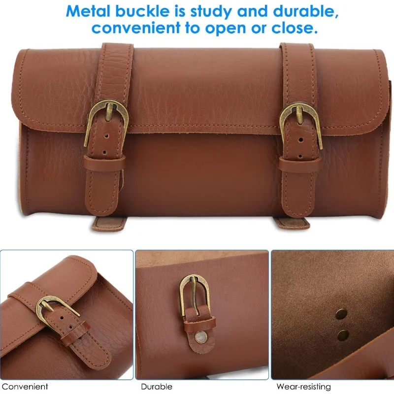 Factory Sale PU Leather Bicycle Bag Vintage Retro Brown Bicycle Front Bag Bike Handlebar Storage Pocket