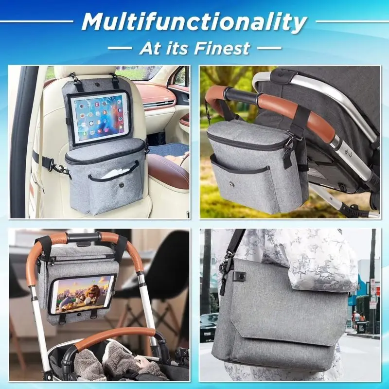 3 in 1 Car Organizer Back Seat for Kids Car Backseat and Stroller Organizer Bag with Ipad Holder