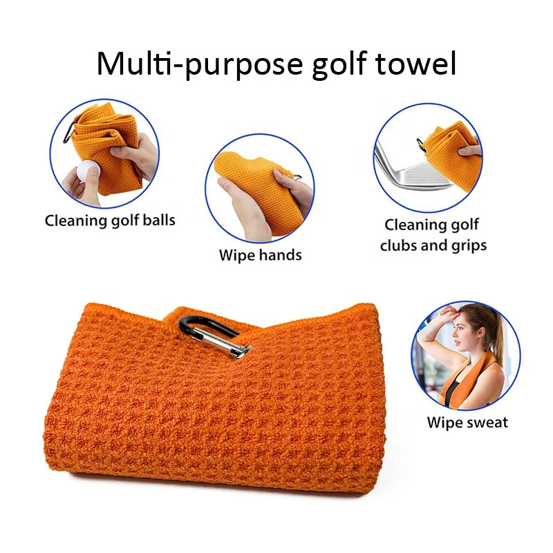 Golf towel Waffle Sporting goods Wipe clubs wipe sweat absorbent Clean towel with hook