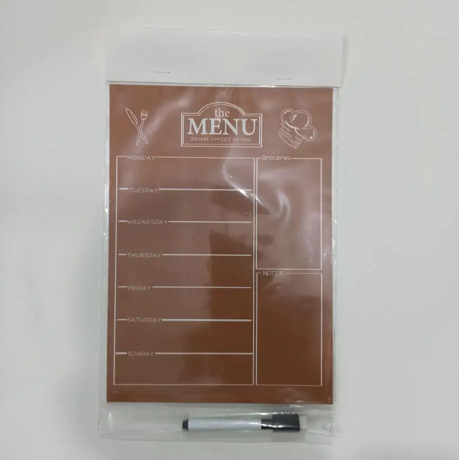 BSCI Magnetic refrigerator dry erase menu chalkboard for kitchen fridge weekly meel planner grocery shopping list notepad colorf