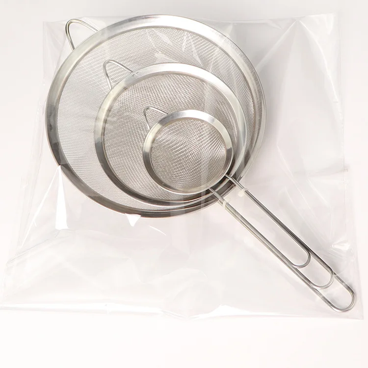 3 Pcs Fine Mesh Strainer with Handle Small Medium Large Size Sifter Metal Strainer Set for Kitchen Rice Juice Quinoa Flour