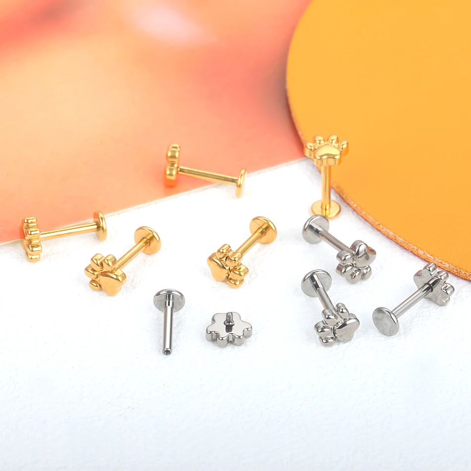 Internally Threaded Titanium Cat Claw Earring Ear Stud Labret Piercing for Women Men Labret Monroe Jewelry Surface Piercing