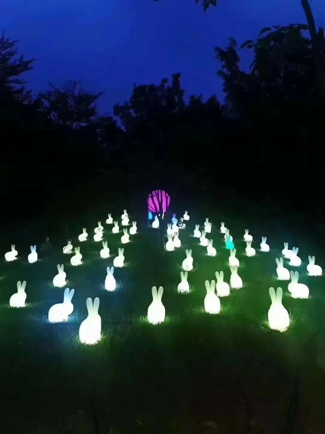 Square Park luminous rabbit lamp luminous white rabbit animal shaped lamp waterproof rabbit ornament lamp