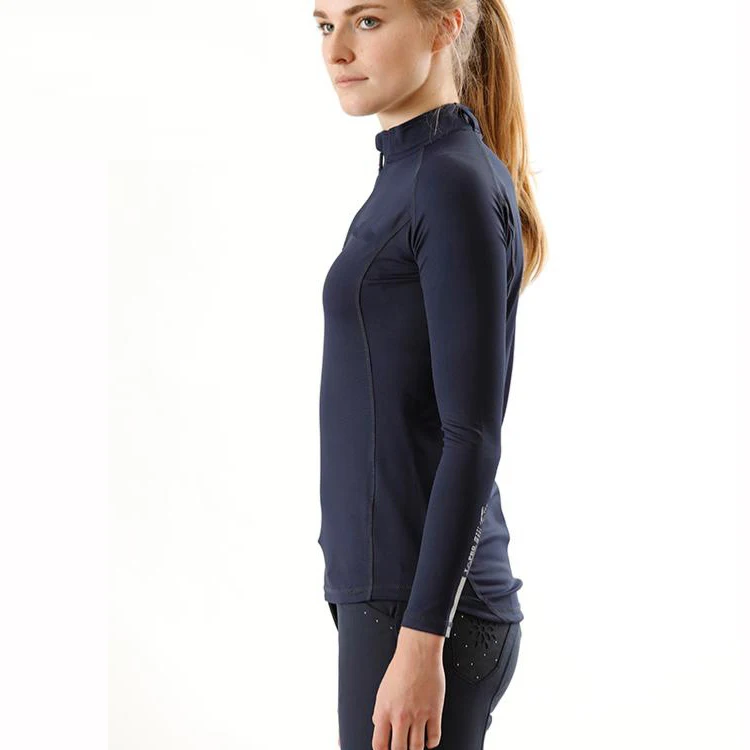 Hot Selling Long Sleeve 1/4 Zip Sun Shirt Polyester / Nylon Material Equestrian Riding Shirt