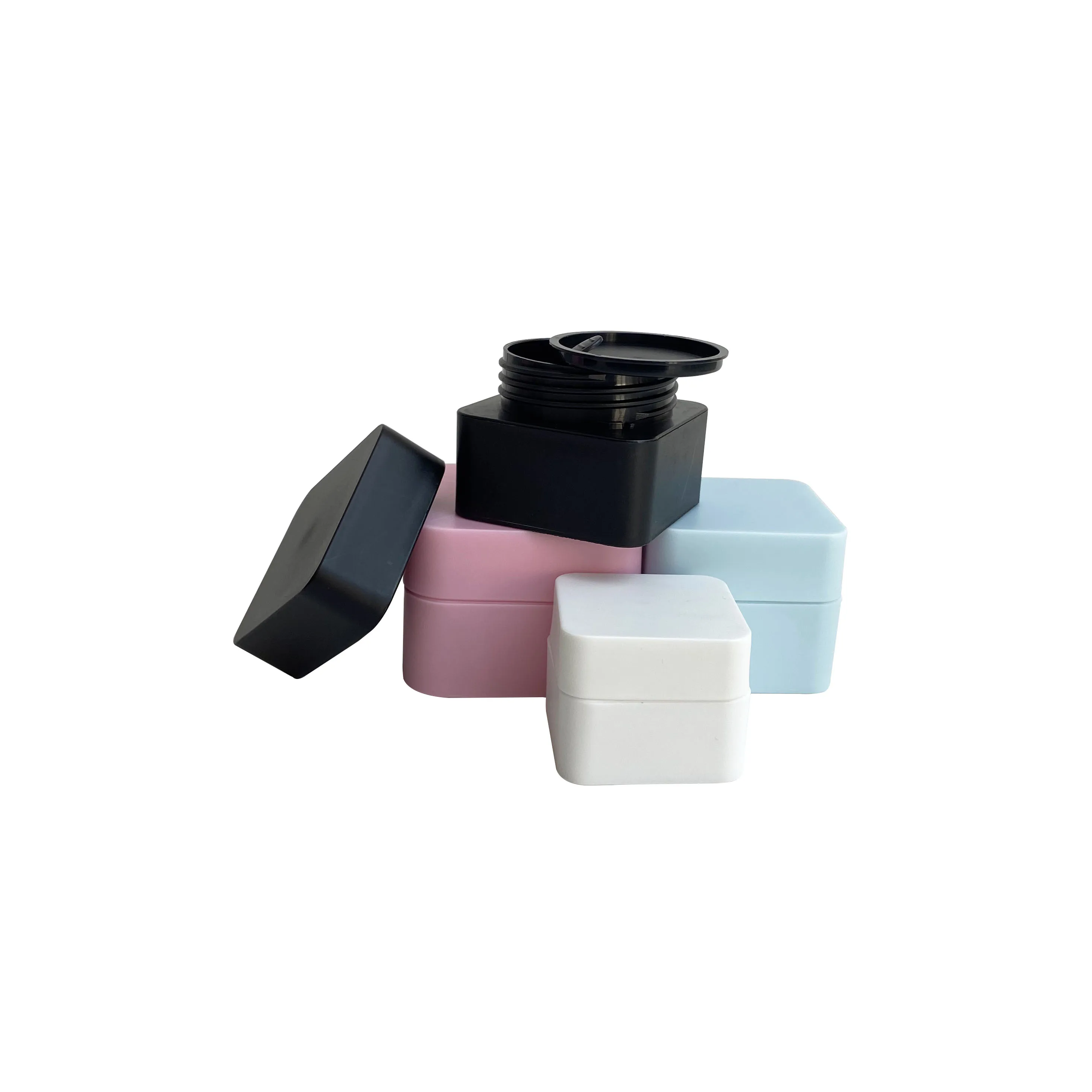 Wholesale square cosmetic storage container 5g 10g 20g 30g 50g pink white blue black empty PP plastic cream jar