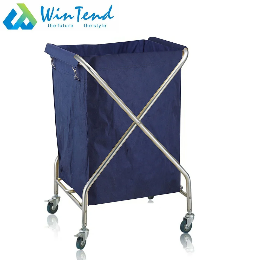 Commercial Hotel Stainless Steel Laundry Linen Trolley For Collecting Dirty Clothes