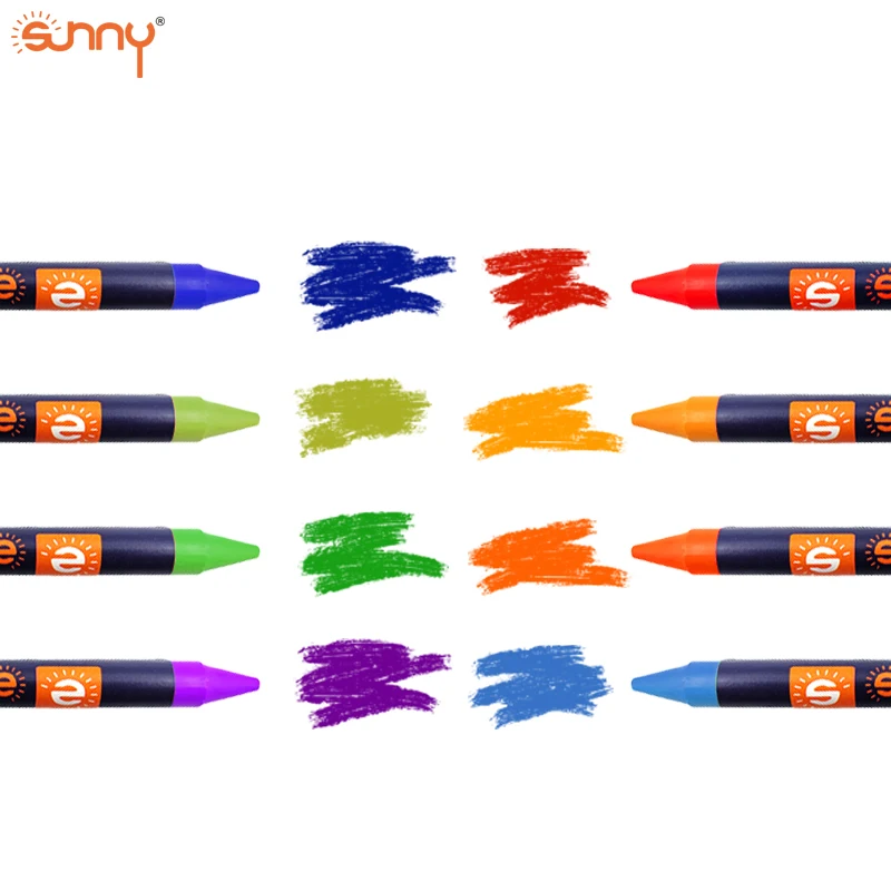
12 colros Good Quality Solid Material Non-Toxic Rainbow Colors Wax Crayon For Kids Gift 
