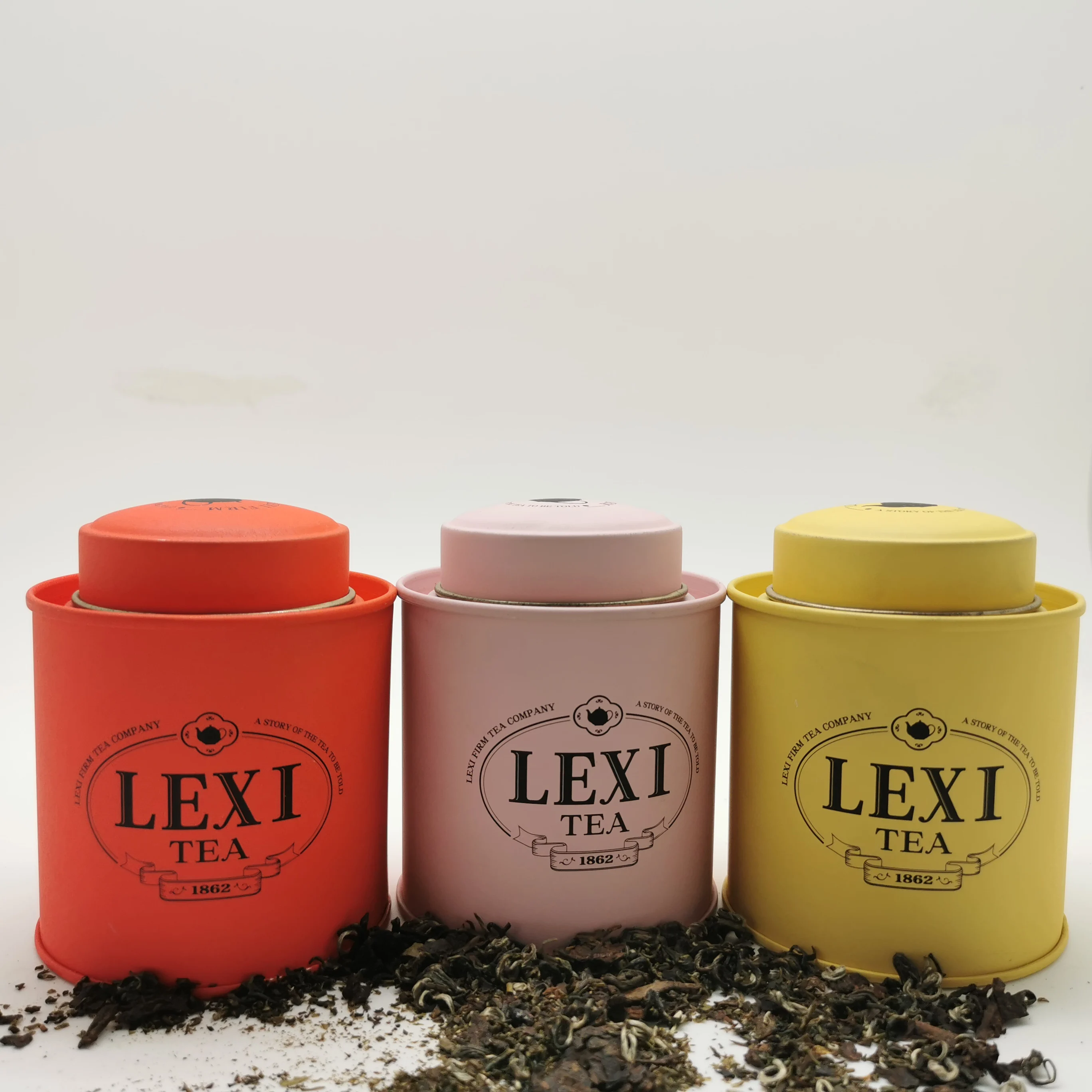 Manufacturer Food Grade Packaging Sealed Tin Can Popular Round Metal Tea Caddy with Custom Label Sticker Decorative Storage Tins