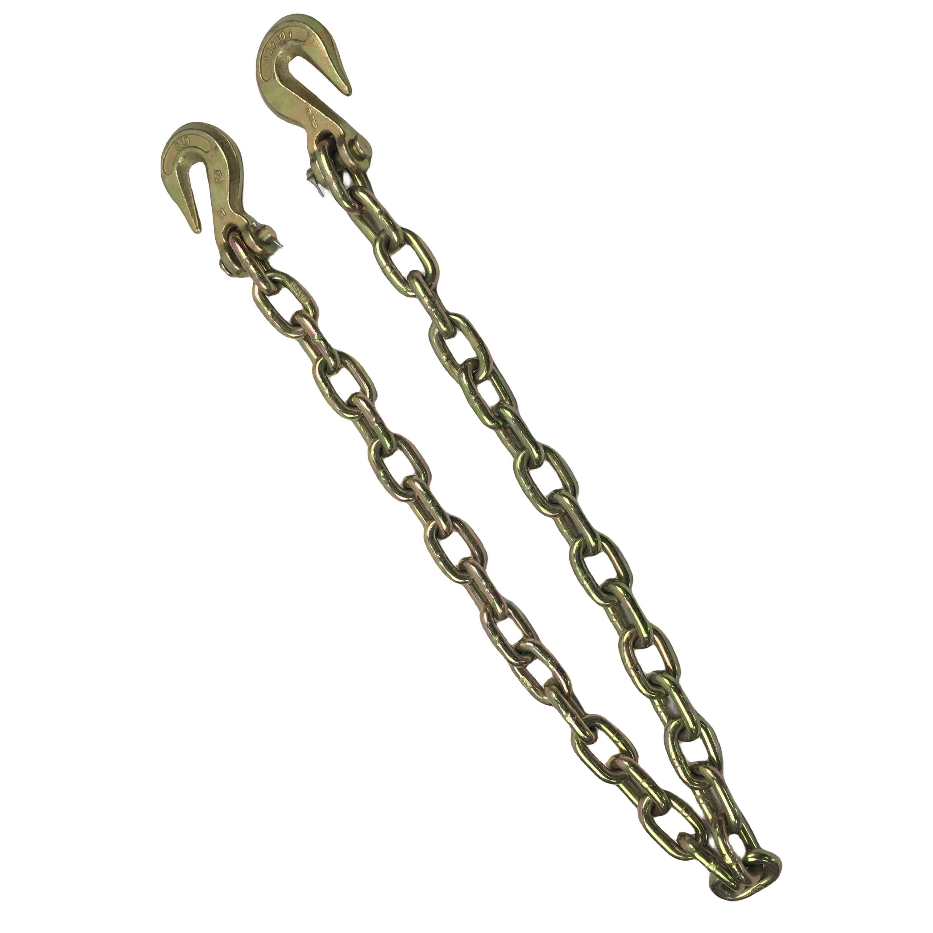 Tow Truck Chains Yellow Zinc Transport Chain G70 Tow Down Chain With Clevis Hook
