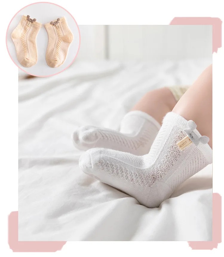 Hot selling mesh breathable kids baby socks summer cotton cartoon cute animal infant short tabi comfy solid color toddlers socks