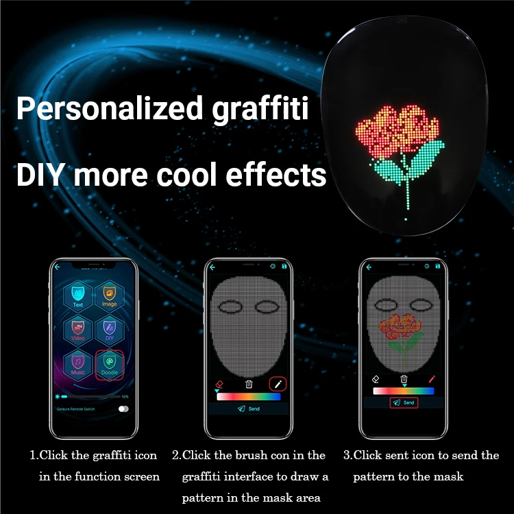 app bluetooth programmable face transformation terrifying halloween led party mask face images horror halloween led mask