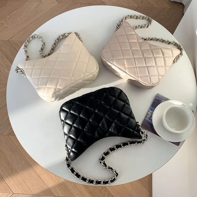 Luxury Women Diamond Underarm Bag Wholesale PU Leather Plaid Shoulder Hand Bag Brand New High Quality Lady Chain Channel Handbag