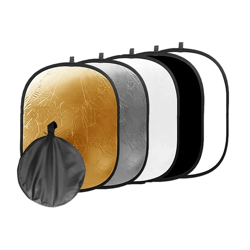Photo Studio Accessories 5-in-1 Portable Collapsible Oval Light Reflector Board  90x120cm Multi Color Photo Reflector with Bag