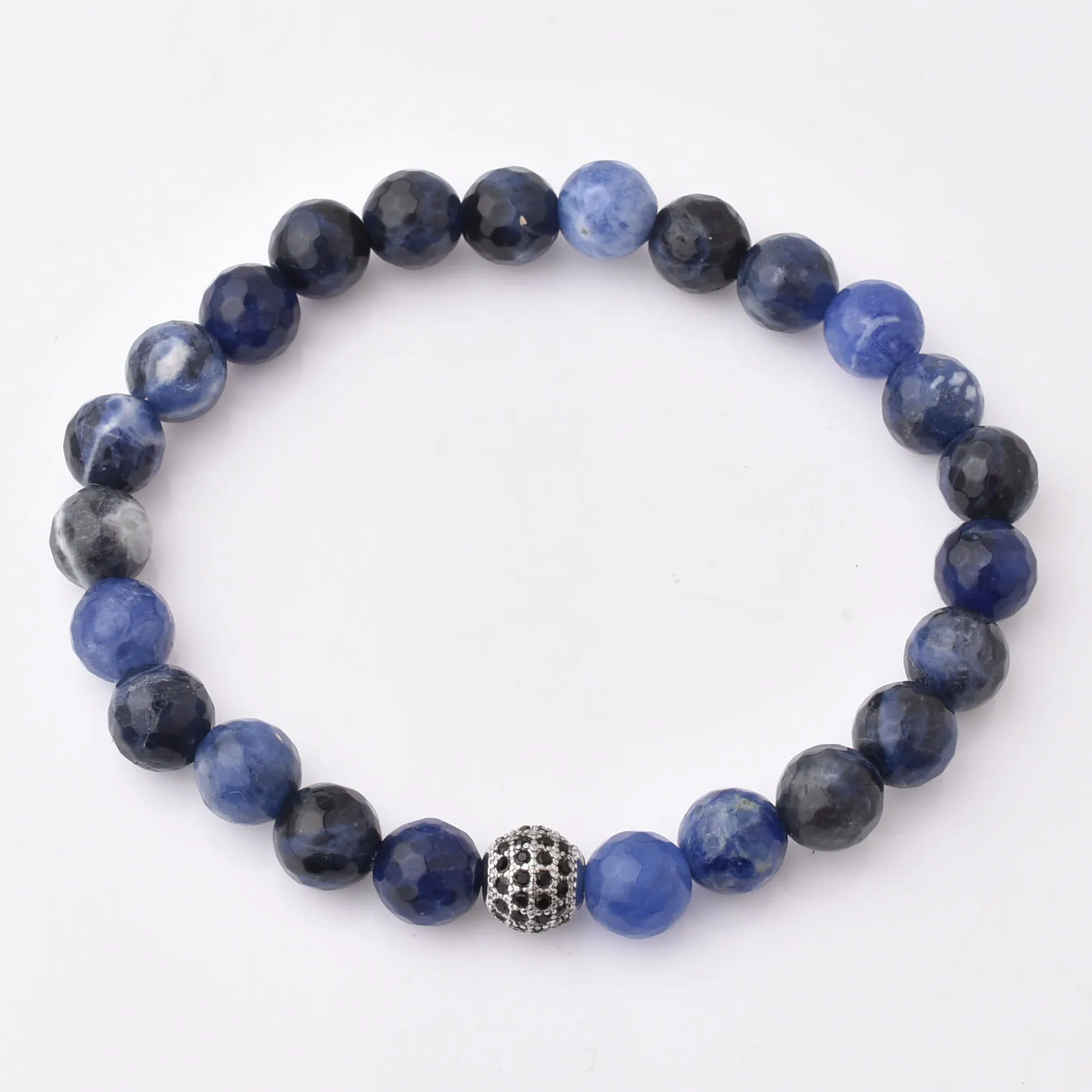 Fashion Multi Gemstone Silver Stainless Charm With White Crystal Bracelet Women