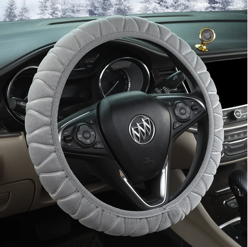Super Soft Three-dimensional Plush Car Steering Wheel Cover Winter Warm Without Inner Ring Elastic Handle Cover For Promotion