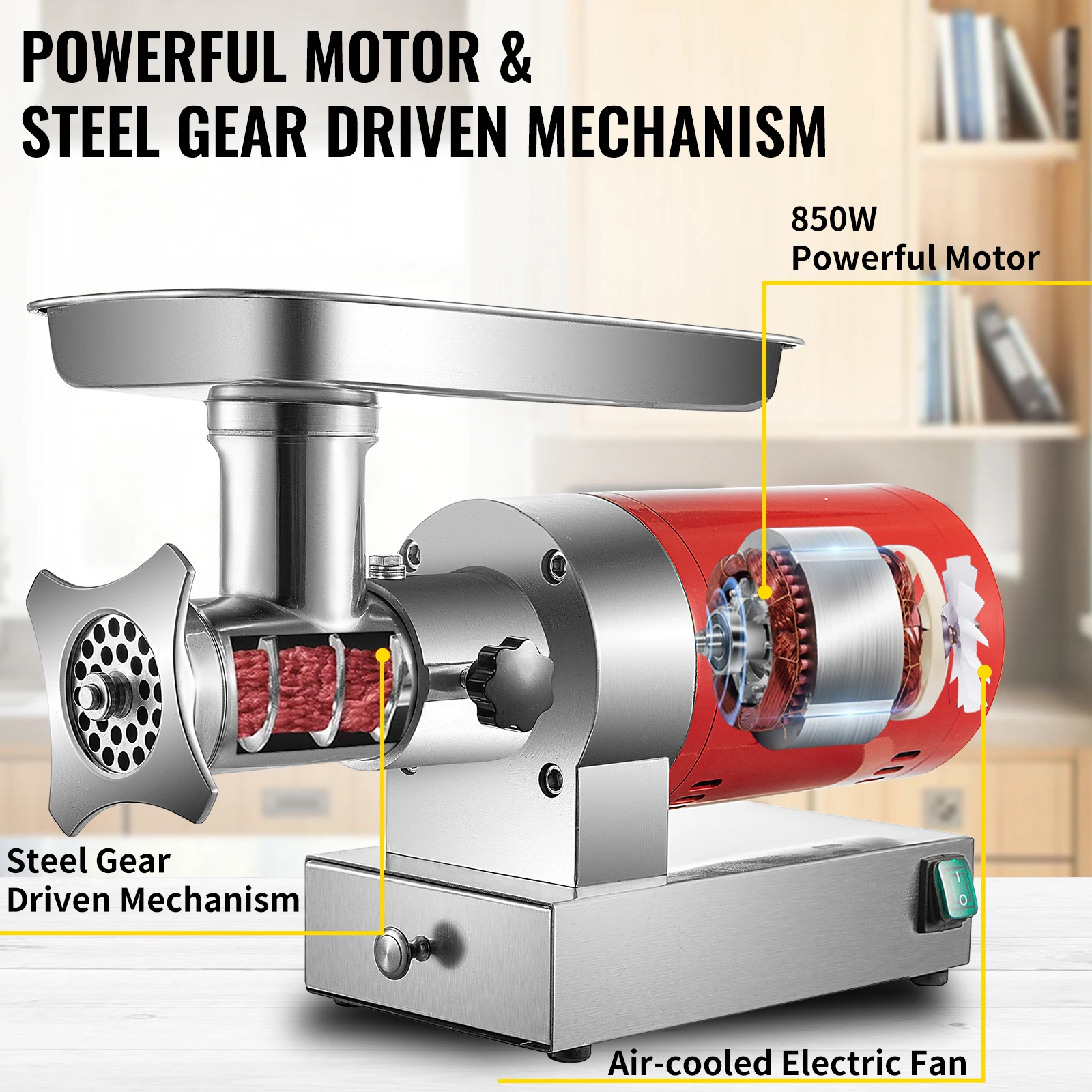 1100W Red Strong Performance Electric Meat Grinder Machine Electric Meat Mincer
