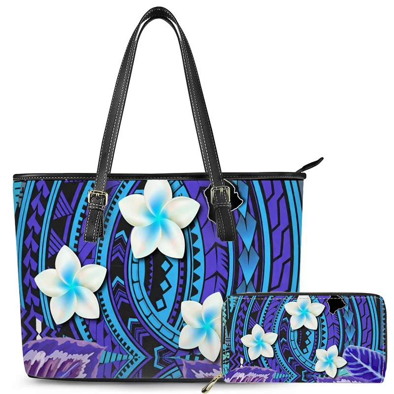Summer Bag 2021 Women Purses And Handbags Fashionable Hawaii Flower Polynesian Tribal Ladies Leather Custom Purses And Handbags