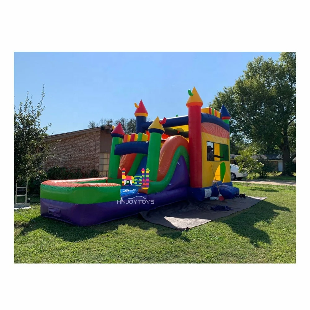 Inflatable Combo Jumper Castle moon walker wet/dry combo bouncer bounce house with slide for party rental equipment