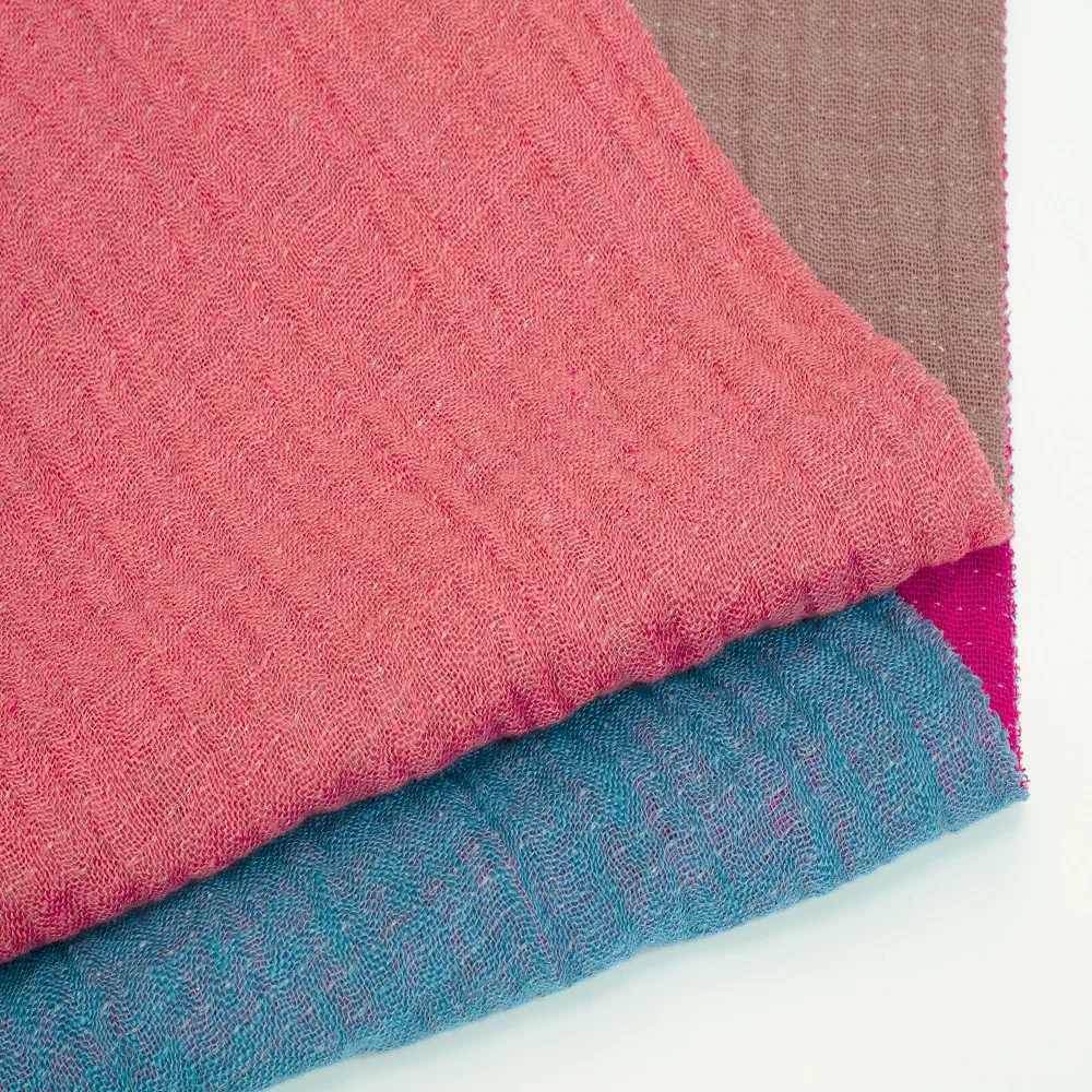 6512# High quality 52.5%linen 46%cotton 1%polyester 0.5%spandex double layer double color yarn-dyed linen cotton fabric