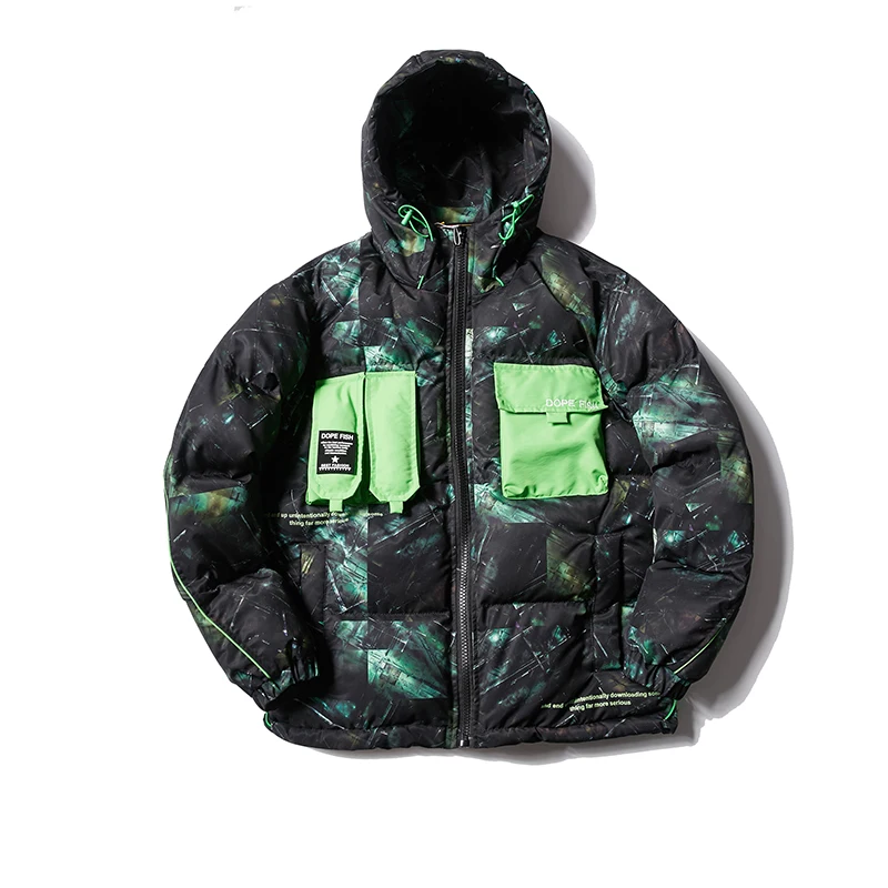 Оптовая продажа, Черная Мужская стеганая куртка на молнии с капюшоном, индивидуальная зимняя куртка-пуховик для мужчин
