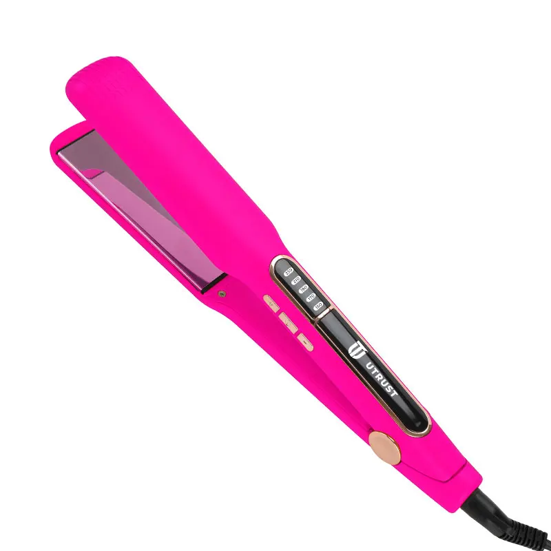 Professional Pink Straightening Wide Hair Straightening Titanium Coating Hair Straightener Pink Flat Iron
