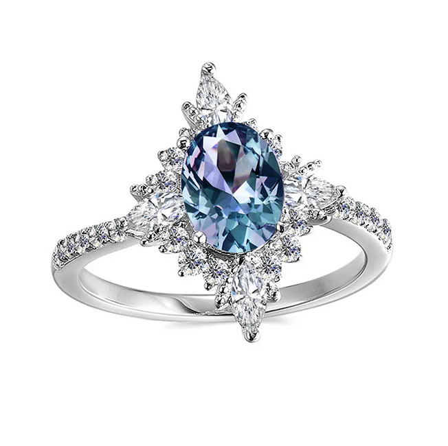 925 silver jewelry vintage oval cut alexandrite ring for women