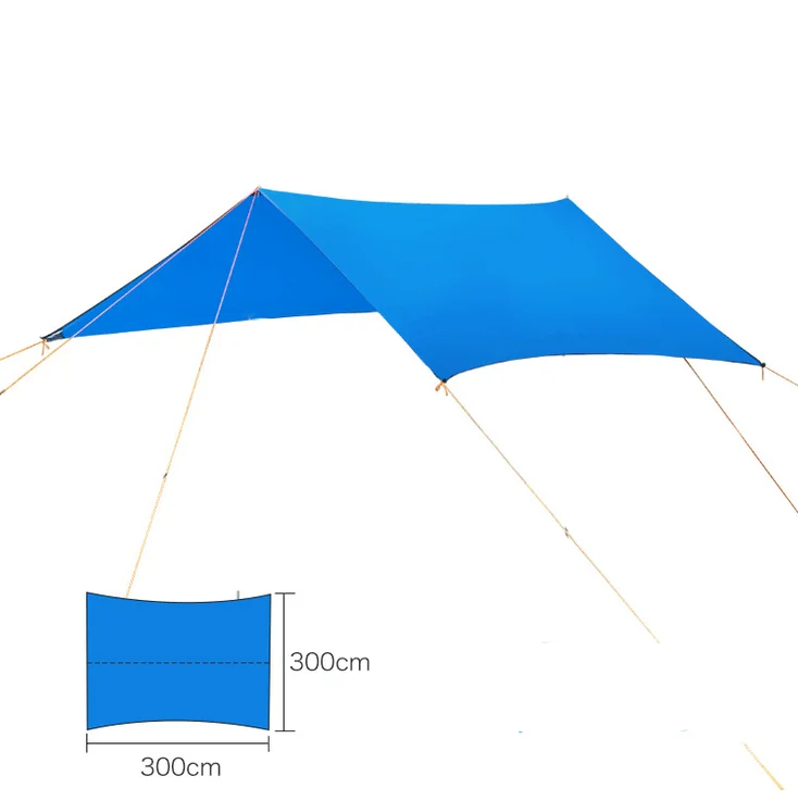 Portable camping waterproof ultra light rain fly 210T polyester taffeta painted silver tent tarpaulin