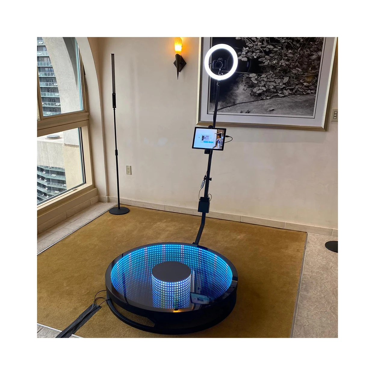 Fast shipping Portable Selfie 360 Photo Booth Vending Machine With Enclosure Photo Booth 360 Con Aro Led Cuadrado