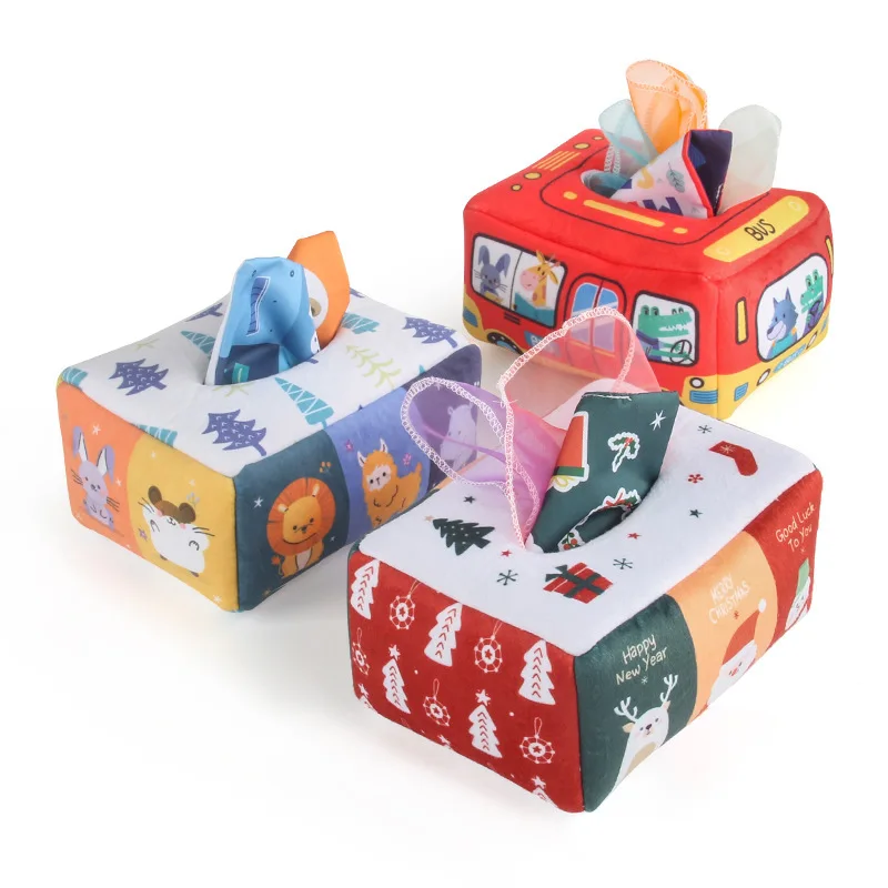 Magic Tissue Box Toy For Baby Soft Activity Toy Baby Sensory Educational Toy