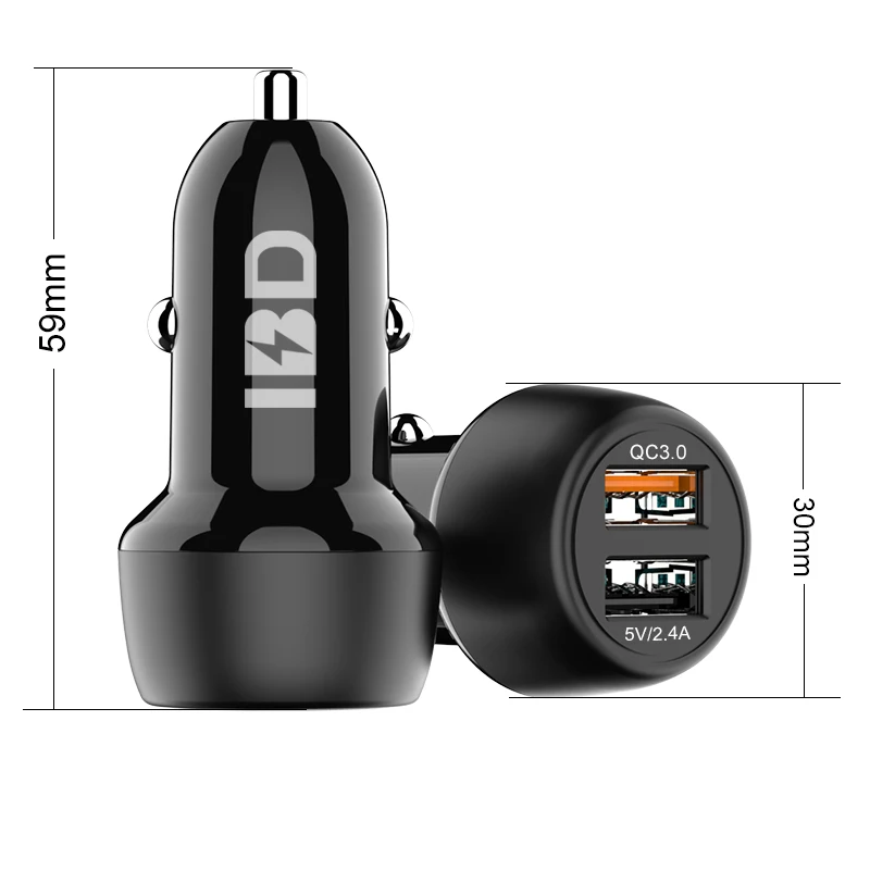 Smart Car Charger Location 12V,Car Charger Dual Usb Fast Charger  3.0 For Electric Car
