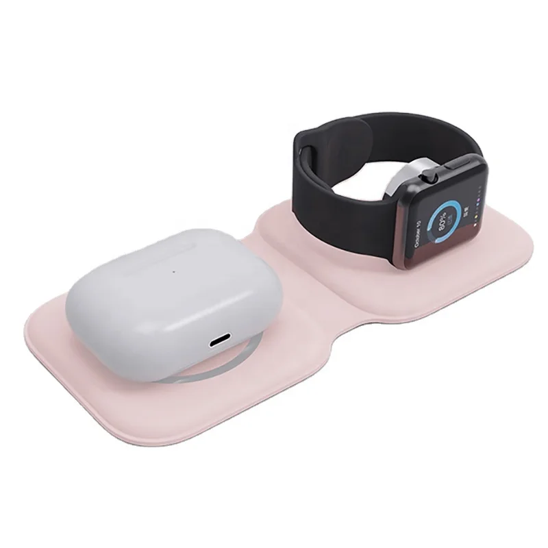 2022 Amazon Top Seller 2 in 1 Folding Magnet 15W Fast Charge Wireless Phone Charger for Apple for MagSafe