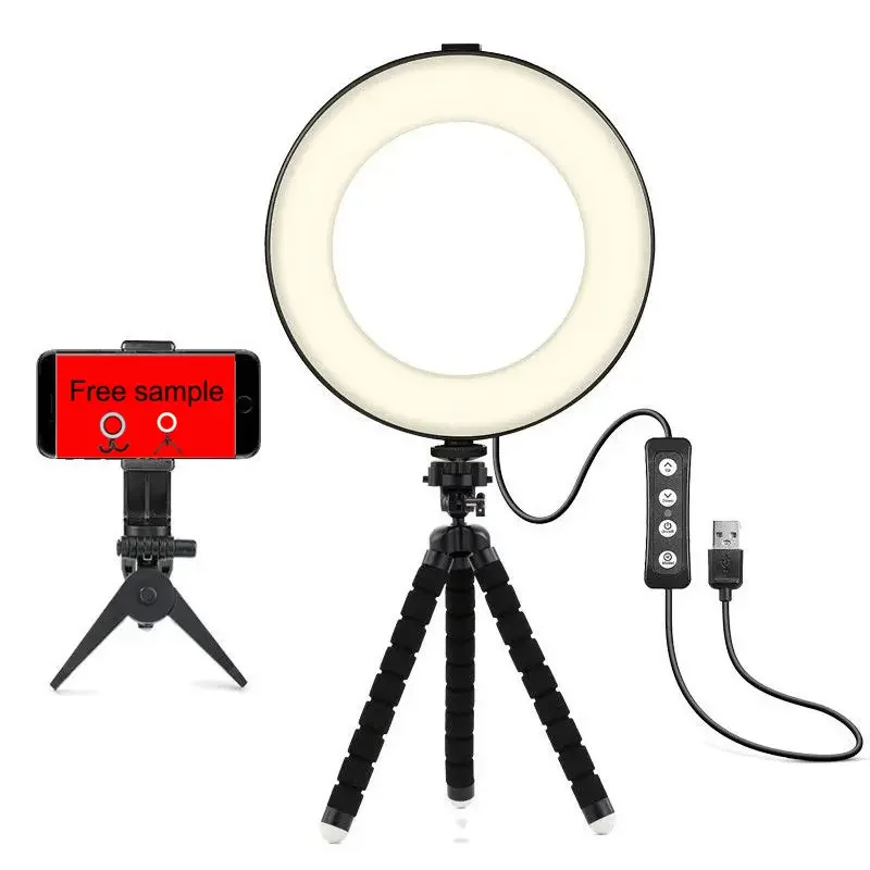 Photographic Lighting With Tripod And Mobilephone Clip For Live Streaming Makeup Ring Light