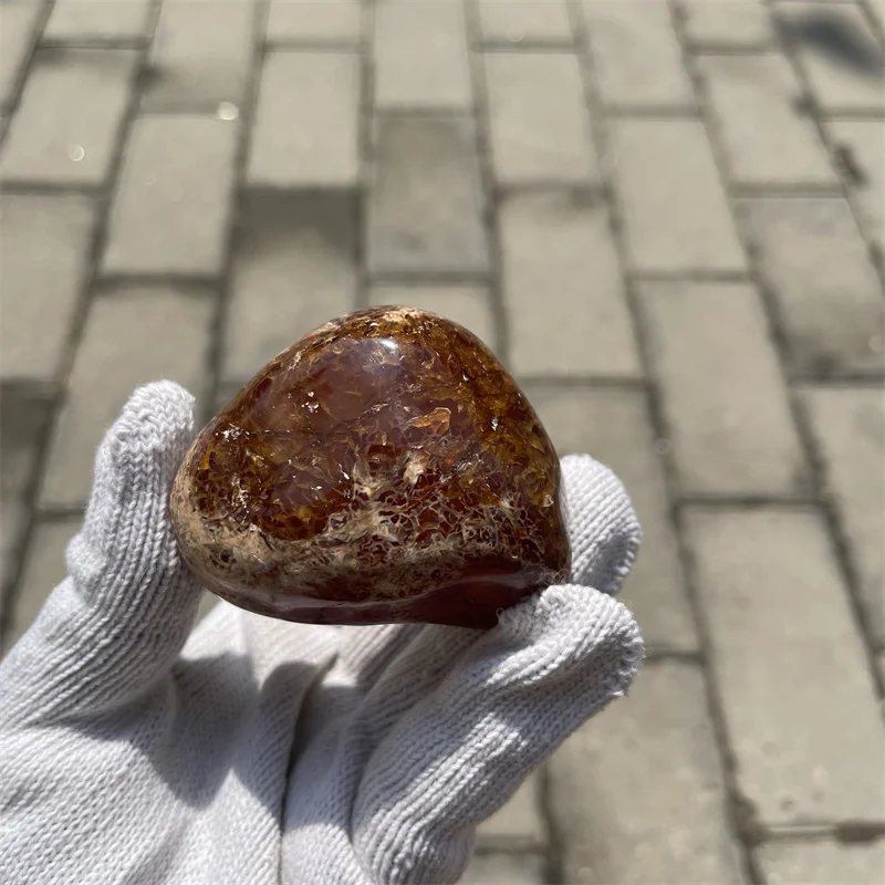 Natural Flower Agate Worry Pocket Stone Polished Irregular Shaped Healing Crystal Palm Stone